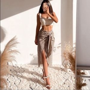 Zara * Gingham Wrap Midi Skirt Size XS